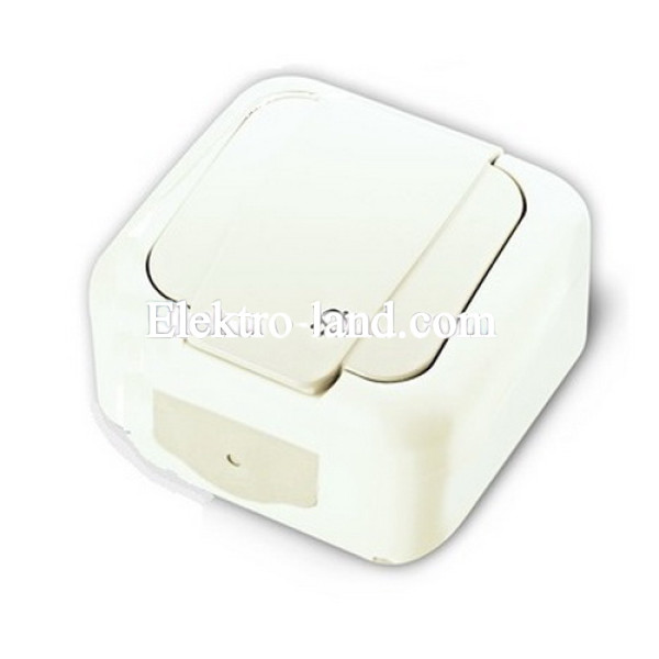 РОЗЕТКА VI-KO PALMIYE БЕЛАЯ 1-Я С/З С КРЫШКОЙ НАКЛАДНАЯ IP 54 (90555408)